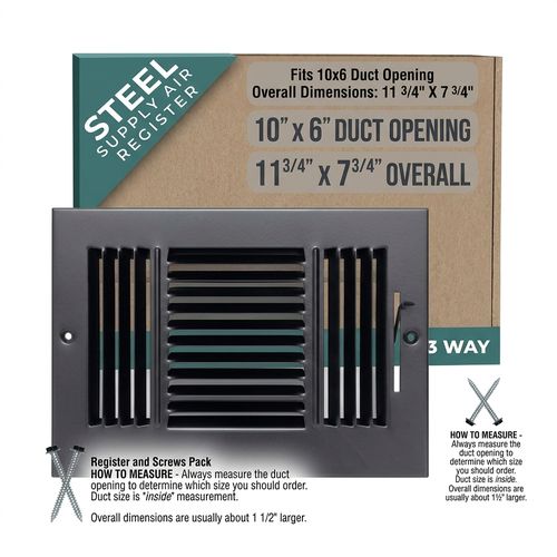 Handua 10x6 3-Way Steel Air Supply Diffuser