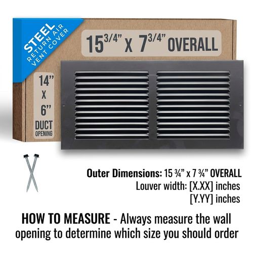 Handua 14x6 Steel Return Air Grille Black