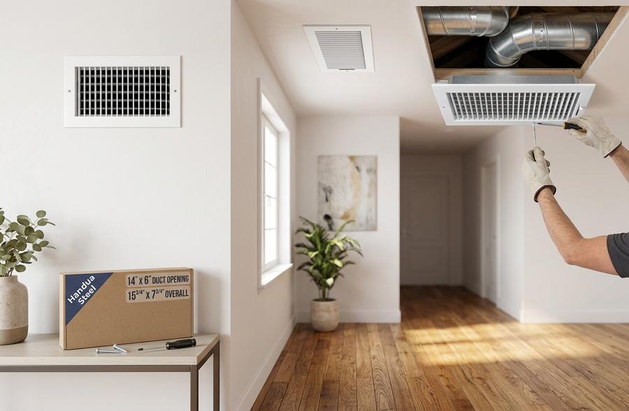 Adjustable supply grille on sidewall