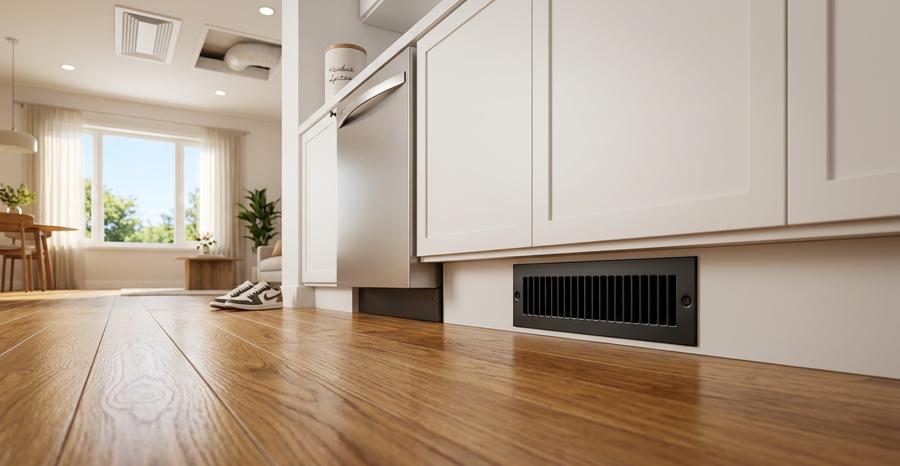 Toe kick vent under kitchen cabinet